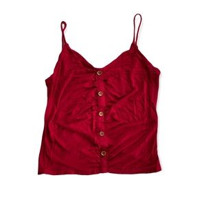 Red buttondown tank